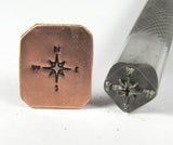 Compass Stamp,steel stamp, rockwell 55, professional grade,for all metals, 3/8 tool, sure grip shank,  9x9mm - Romazone