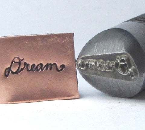 Dream cursive,1/2 shank design stamp, dream big, always dream, good dream, professional grade for stainless 11 x 4 mm for all metals - Romazone