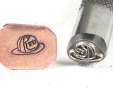 Firefighter helmet, steel stamp, for all metals, Fireman hat, 9 x 6 mm, USA made - Romazone