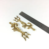 harpoon trident,  anchor symbol, Neptune fork, brass charm stamping, 8 pack, 2.75 x .75  inch, light weight - Romazone