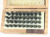 block letters 2 mm, Capitals and number, tool hardened steel, with wood case - Romazone