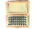 block letters 2 mm, Capitals and number, tool hardened steel, with wood case - Romazone