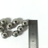 tribal seamed beads, Sterling beads,  oxidized beads, stamped beads , 9mm with 1.5 mm hole, 10 pack, naive style - Romazone