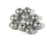 Sterling beads, oxidized beads, stamped tribal beads, seamed beads, 7 mm with 1.5 mm hole, 10 pack, naive style - Romazone