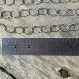 Cable chain, sterling silver Oxidized, stamped links, USA MADE, Southwest tribal style chain, by the foot, link 8mm X 5mm - Romazone