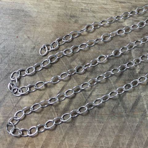 Cable chain, Oxidized silver, stamped chain, 6 x 5 mm, Oval chain, Made in the USA, 1 ft length, southwest jewelry - Romazone
