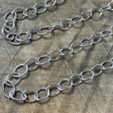 Cable chain, Oxidized silver, stamped chain, 6 x 5 mm, Oval chain, Made in the USA, 1 ft length, southwest jewelry - Romazone