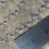 Cable chain, 2x3mm link, sold by foot,  oxidized Oval chain, USA MADE, stamped cable chain, Sterling silver, southwest chain, - Romazone
