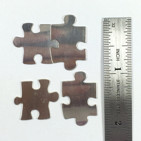 Puzzle pair sets, 2 pair puzzle pieces, 22 gauge sterling, Interlocking puzzle, puzzle blanks, 3/4 " X 7/8 " and 1 " X 5/8 ",  2 set pack - Romazone