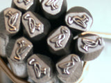 Crane  bird design 5x5mm  stamp for silver working and stamping of charms, pendants - Romazone
