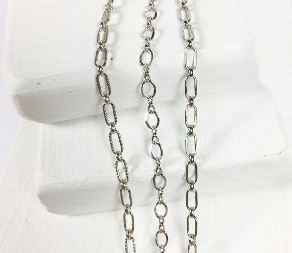 Oxidized Sterling Silver 1-1 Long Short Cable Link Chain for Men