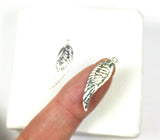 Wing Charm, Angel-wing, 2 pack, sterling silver, 2 sided, 27 mm x 7 mm, with loop - Romazone