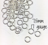 sterling silver jumprings, 17 gauge thick, exceptional quality, 7.5mm size, hi polish jumprings - Romazone