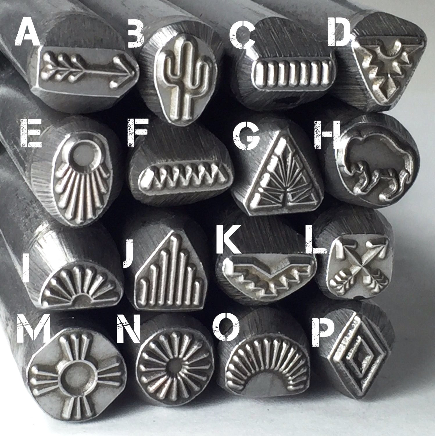 あ*あ様 NAVAJO OJ 刻印 SILVER925 Wide Stamp B Native American, large steel stamps, native tribe designs ,Native desi
