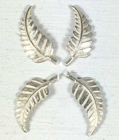 silver cast leaves, 14 mm x 7mm, right left, Southwest leaf, solder element, old pawn element, native style leaves, turquoise jewelry leaves - Romazone