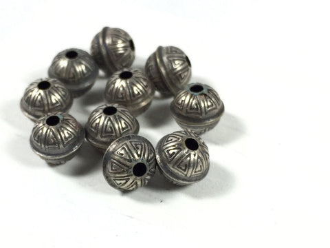 Sterling beads, oxidized beads, stamped tribal beads, seamed beads, 6 mm with 1.5 mm hole, 10 pack, naive style - Romazone
