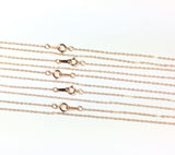 minimalist chain, 14K  rosegold fill, bridesmaid gift, Rose Gold, 1.3mm hammered cable, 18 inches, spring clasp, sturdy construction, 5 pack - Romazone