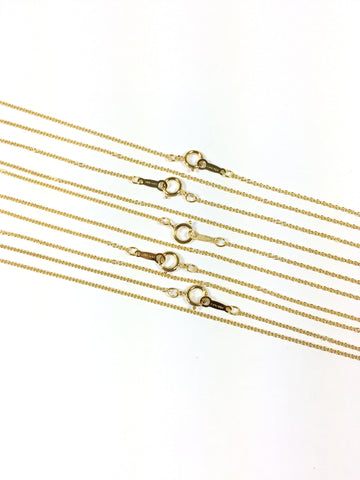 Gold filled 14k, minimalist chain, bridesmaid gift, Yellow gold, 1.1 mm fine cable, 18 inches, spring clasp, sturdy construction, 5 pack - Romazone