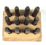 punctuation stamps, complete set, wood stand, punctuate your work, stamps are marked - Romazone