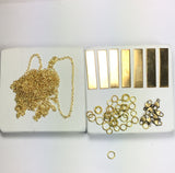 Gold Bar necklace kit, necklaces kit, bracelets kit, new gold jewelry kit, USA made chain, Quality components - Romazone