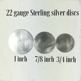 Round Sterling discs, 22 gauge discs, 925 Sterling silver,  jewelry discs, hand stamping - Romazone