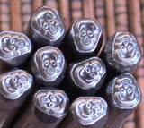 Skull design, steel stamp, metal stamping, USA made,  5.5x4.5mm - Romazone