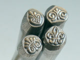 Baroque Steel stamp, Gothic, five plum double coil, rococo design, 5 mm x 5 mm, USA made - Romazone