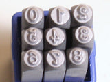 Script number Stamps, 3 mm size, tool hardened steel, metal stamping, for jewelry metals - Romazone