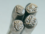 fleur-de-lis, design stamp, USA made, jewelry stamping, 5.5 mm x 4.5 mm - Romazone