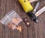 copper rivets, with washers, 200 pack, 3/32 x 3/16, leather fastening, metal connectors, ornamental elements - Romazone