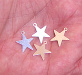 Star Charms, 24 gauge 1/2x1/2 inch, sterling element, 8 pack with loop - Romazone