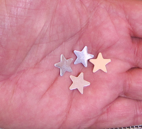 Baby Chubby Stars, 1/2 inch  Sterling Silver,  22 gauge,  perfect for rings, earrings  drops, 8 pack - Romazone
