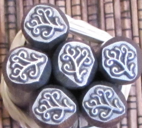 Wild Foliage, steel Stamp, organic shape, 7 mm x 6.5 mm, USA made, metal stamping - Romazone