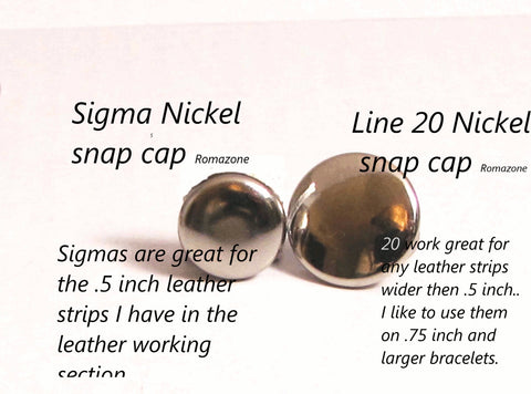 Small snaps, nickel Sigma size, 50 pack, 4 part assembly, lighter duty –  Romazone