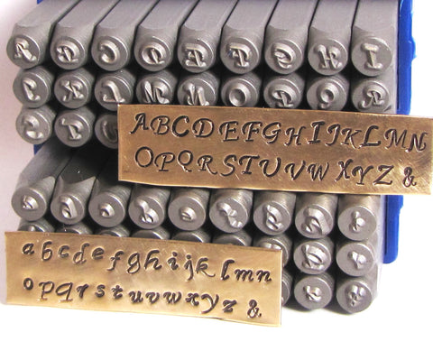 Script letter stamps, UPPER 3 mm, LOWER 2.75 mm, Metal stamping