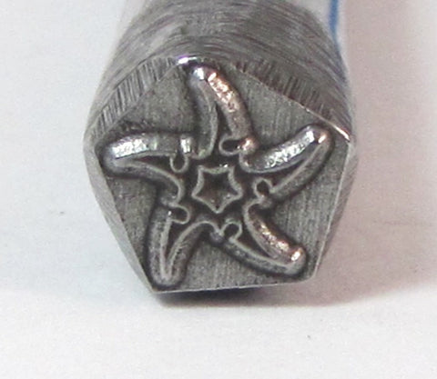 Starfish design, steel stamp, USA made, for silver stamping, charm making, 8mm - Romazone
