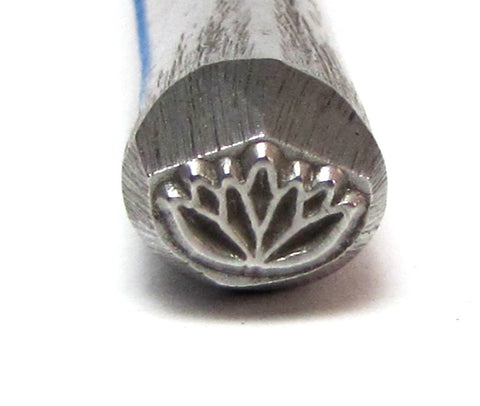Flowering Lotus flower , steel stamp, 7.70 mm x 5.90 mm, metal stamping, USA made - Romazone