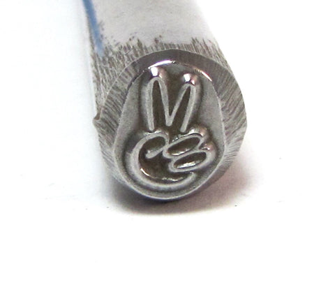 Big Rabbit Ear Hand Peace Sign 3/8 design stamp 8.30 mm x 5.40 mm looks great - Romazone
