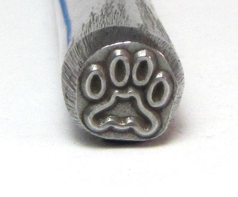Big Dog paw, 3/8 design stamp, USA made, 7.50 mm x 7.50 mm, metal stamping - Romazone