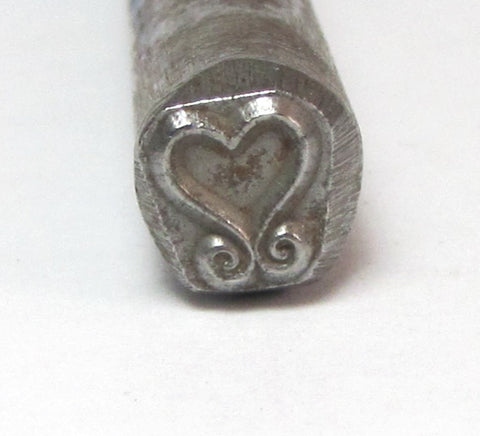Heart flip, steel stamp, metal stamping, USA made, 3/8  tool,  7x5 mm - Romazone