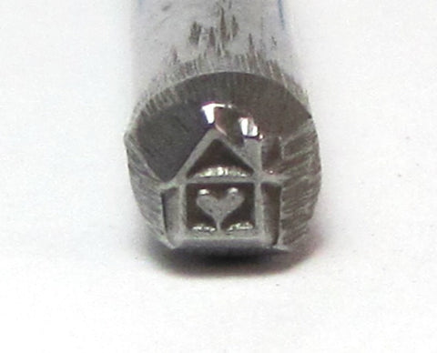 House heart, USA made, steel stamp, 5mm x 4.5mm, Metal stamping - Romazone