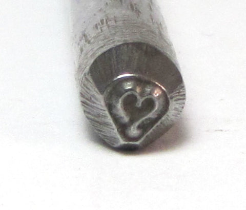Micro Sassy Heart, Steel stamp, 3mm size, metal stamping, USA made - Romazone