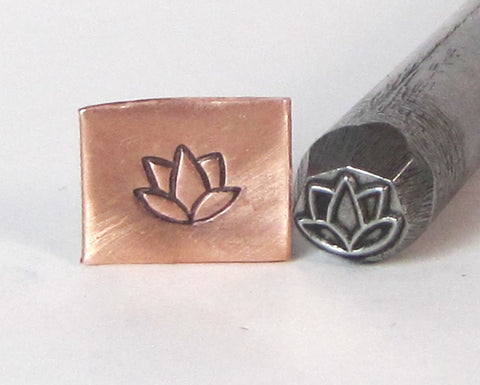 Lotus Flower,Steel stamp, Meditation flower, Yoga jewelry, metal stamping, 5 x 4mm - Romazone