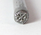 Snowflake, steel stamp, Winter Ice, 5x5 mm, USA made, metal stamping - Romazone