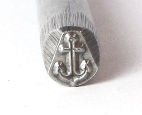 Anchor design stamp, 5 x 4.5 mm, for jewelry stamping, made in the USA - Romazone