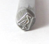 Crane  bird design 5x5mm  stamp for silver working and stamping of charms, pendants - Romazone