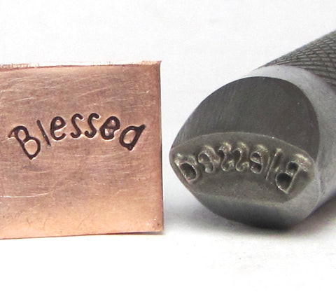 Blessed stamp, half inch, stamp on stainless, jewelry stamp, large size, for stainless, 12 x 4 mm, stamps all metals - Romazone