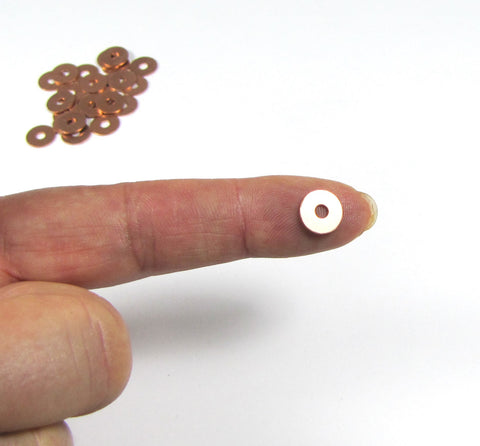 Teeny 9mm copper washers, 100 pack, solder elements, wire work decor - Romazone