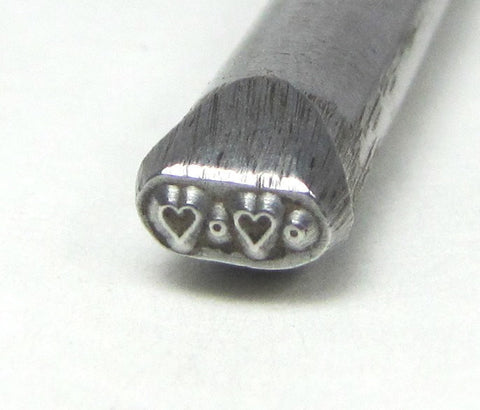 micro heart dot, border steel stamp,  3 mm x 5, metal stamping, USA made - Romazone