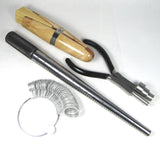 Pro Ring Making tool kit, Steel ring mandrel, Ring coiling pliers, Wood ring clamp, aluminum finger size gauge - Romazone